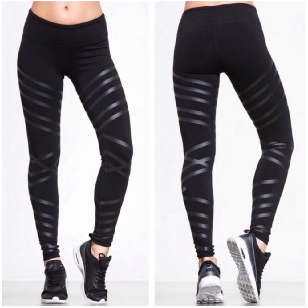 ALO Yoga Black Striped Leggings